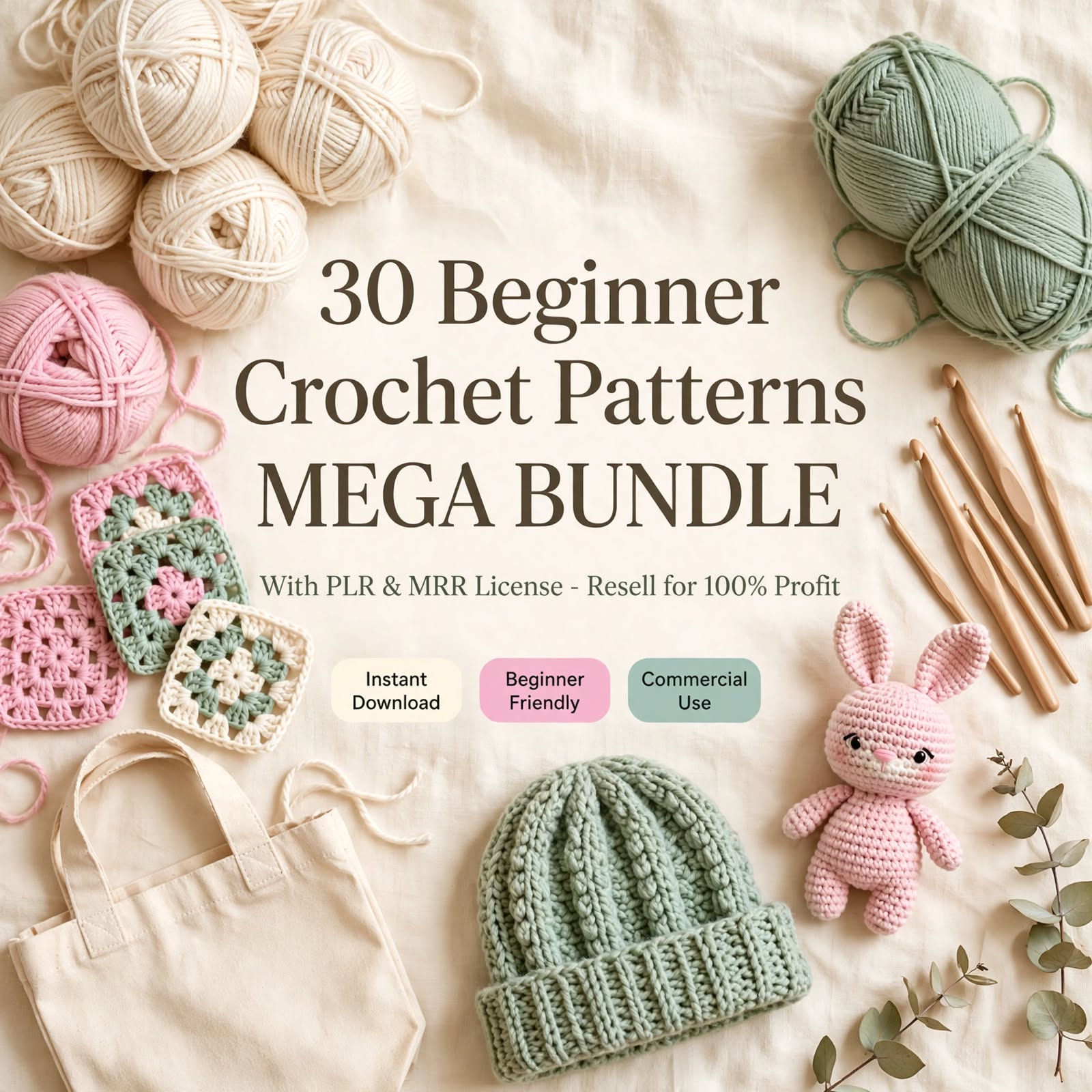 30 Beginner Crochet Patterns Mega Bundle