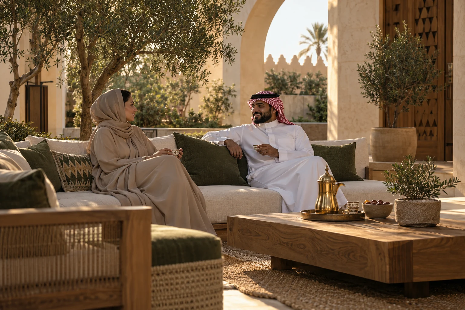 جلسة هادئة في فناء بيت بطابع سعودي